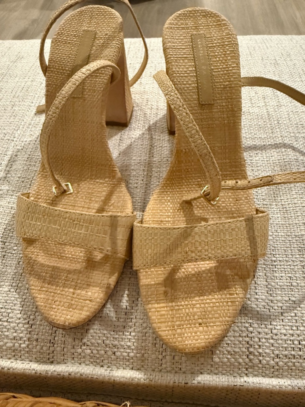 Loeffler Randall Malia Natural Raffia Heel Sandals Size 7.5 - Picture 6 of 8